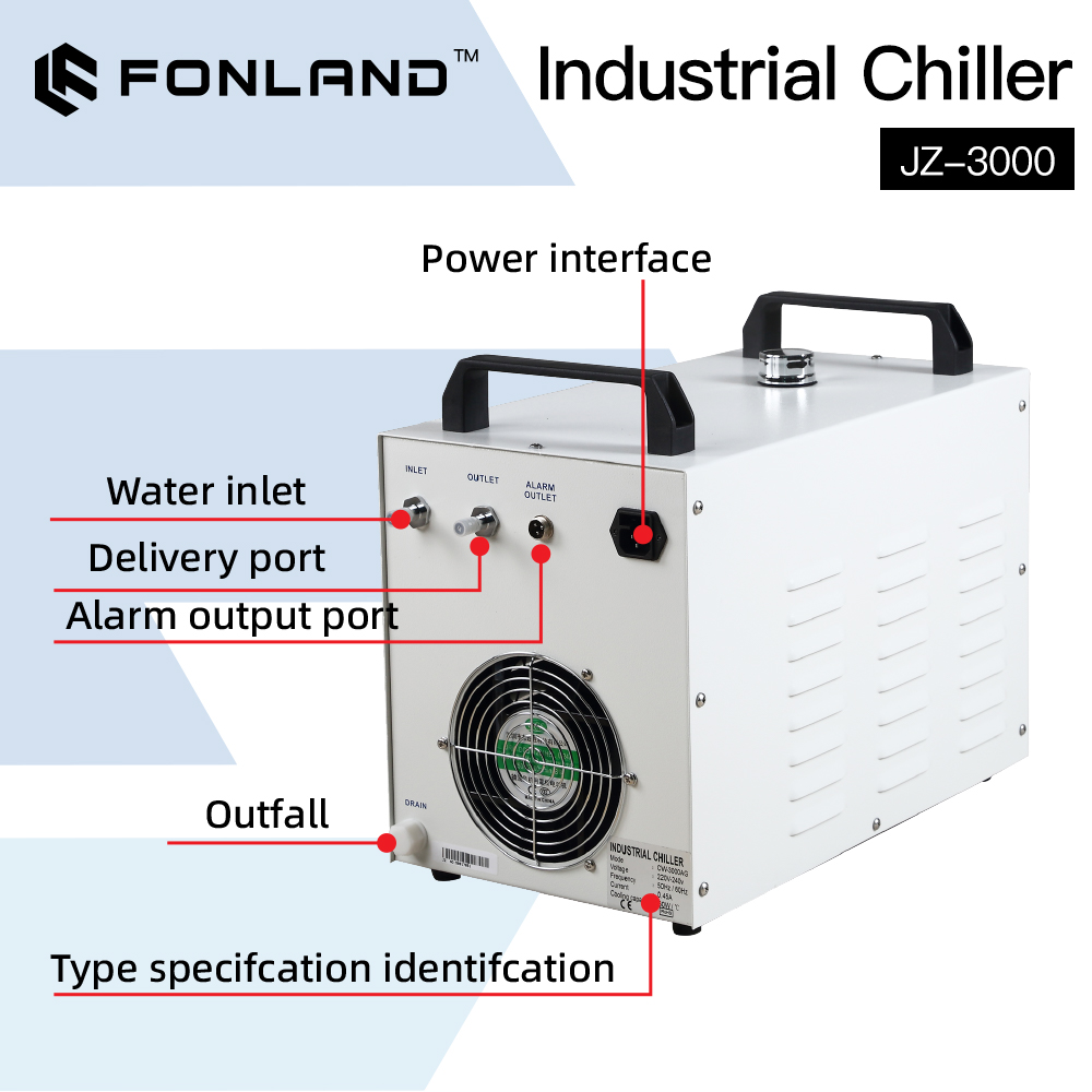 Laser Industrial Chiller - FONLAND JZ-3000 DG110V AG220V Refrigeratore d'Acqua